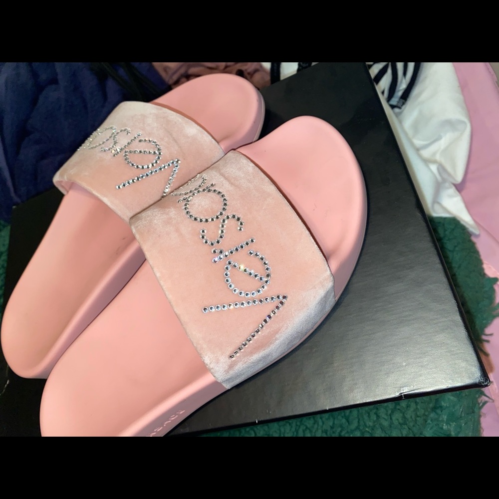 Versace bling slides.
